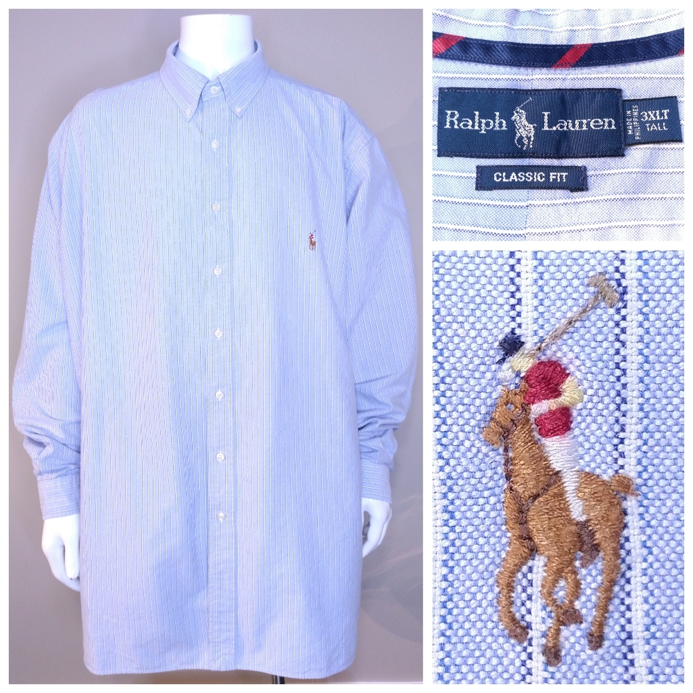 POLO RALPH LAUREN Long Sleeve Button Up 3XLT XXXL 3XL BIG & TALL Vintage MENS RL